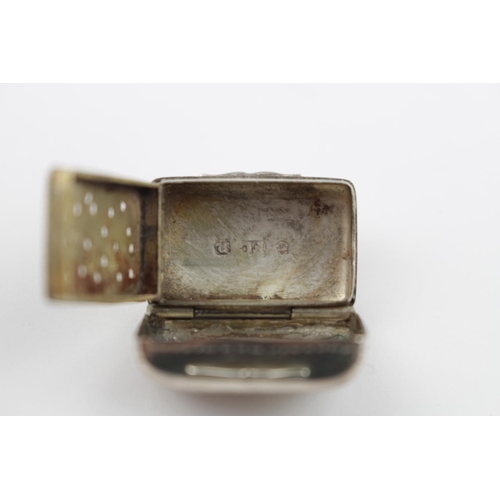 375 - William IV Silver Vinaigrette of Rectangular Form with hinged floral pierced gilded interior. Birmin... 