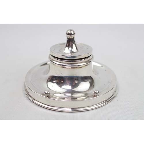 397 - Early 20thC Silver Capstan Inkwell by William Aitken Birmingham 1912.With glass well 13cm in diamete... 