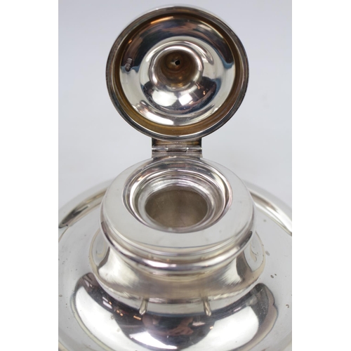 397 - Early 20thC Silver Capstan Inkwell by William Aitken Birmingham 1912.With glass well 13cm in diamete... 