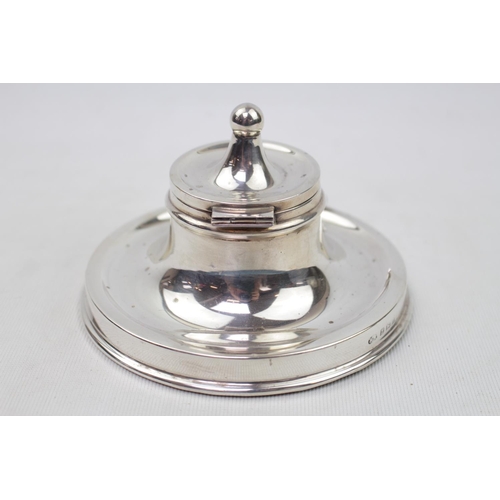 397 - Early 20thC Silver Capstan Inkwell by William Aitken Birmingham 1912.With glass well 13cm in diamete... 