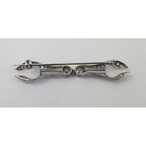 430 - Fine Art Deco Platinum and Diamond Bar Brooch, 2 Central Rub over set Diamonds 0.30ct H/I VS estimat... 