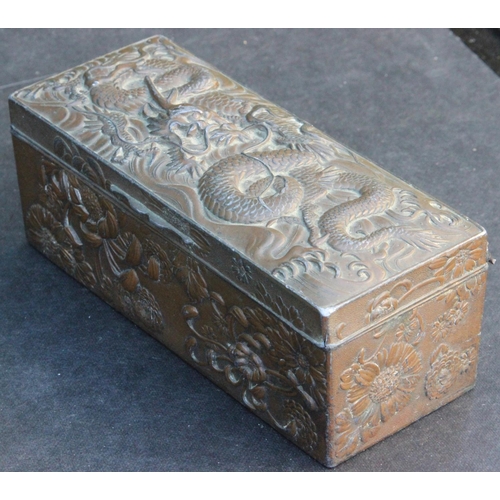 151 - Japanese Meiju c1900 High Relief Copper Dragon Trinket Boxes. Japanese Meiju c1900 High Relief Coppe... 