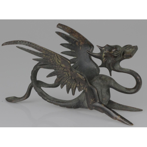 367 - Rare Pair of Bronze Dragon Fire Place Andirons c1880. Measure 20cm by 10cm.