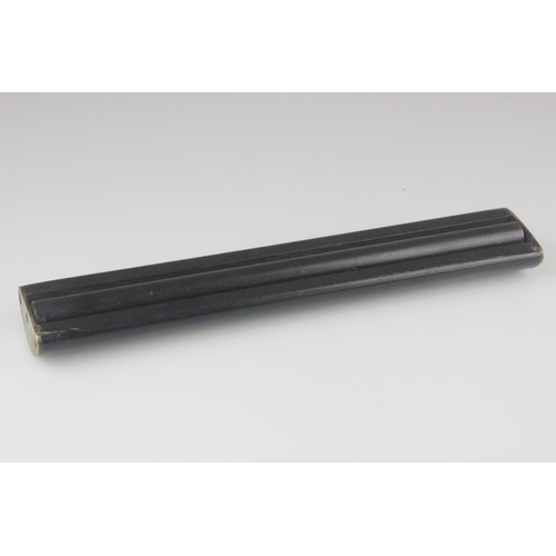 368 - E Wolff & Sons Paragon Heyers Patent Rolling Ruler c1890. Ebonised wood with brass ends and wooden r... 