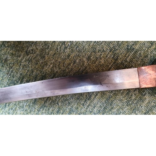 227 - WWII era Japanese Katana/Samurai Sword: Sword with decorative Tsuba with embossed cherry blossom. Sh... 