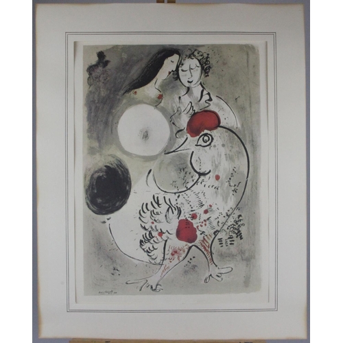 549 - Marc Chagall 1966 Lithograph Nudes Chicken Poster Abstract Art Exhibition Zurich. Original 1966 colo... 