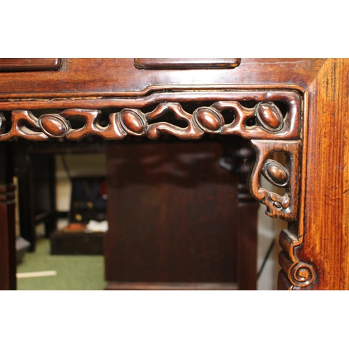 461 - Late 19thC Chinese Hardwood Square Games table with carved decoration 86cm in Width