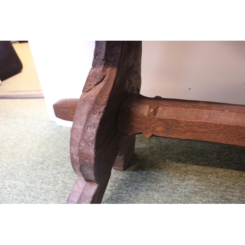 464 - Jack Grimble of Cromer Gothic style refectory Elm table. 100cm in Length