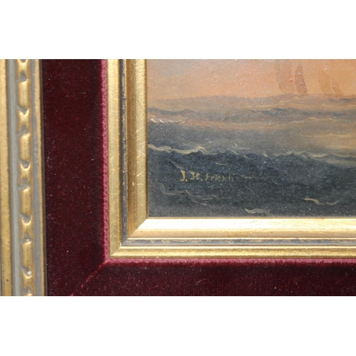 506 - Pair of Oil on board by J H Friesch Maritime scenes. 16.5 x 13cm