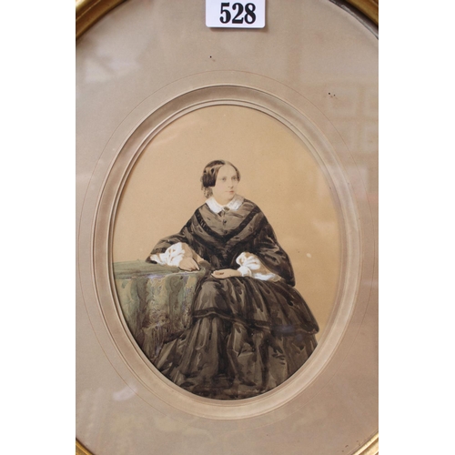 528 - Pair of Gilt Gesso framed Oval portraits of a woman and gentleman. 16 x 20cm