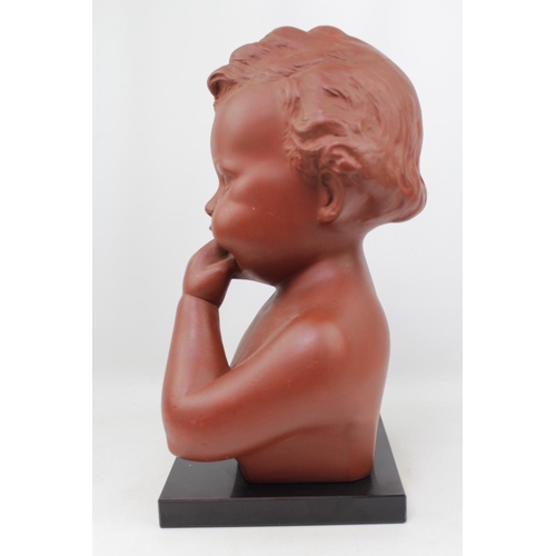 123d - A Terracotta bust of a young child with impressed mark to reverse R. Scali and numbers 161, 31.5cm