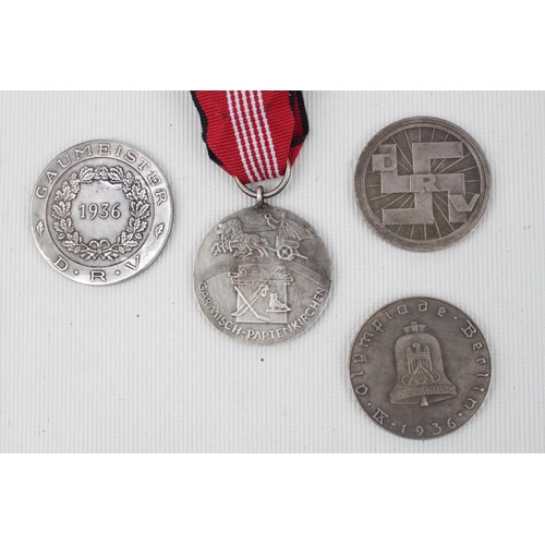 323g - 1936 Winter Olympics Garmisch-Partenkirchen and three 1936 Silver commemorative coins