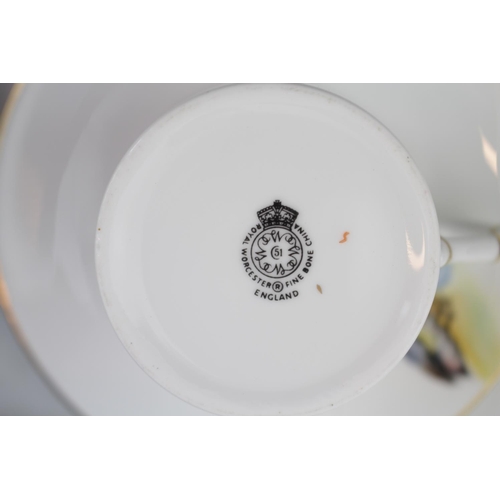 174 - Collection of Sporting related ceramics including five Worcester coffee cans and six saucers