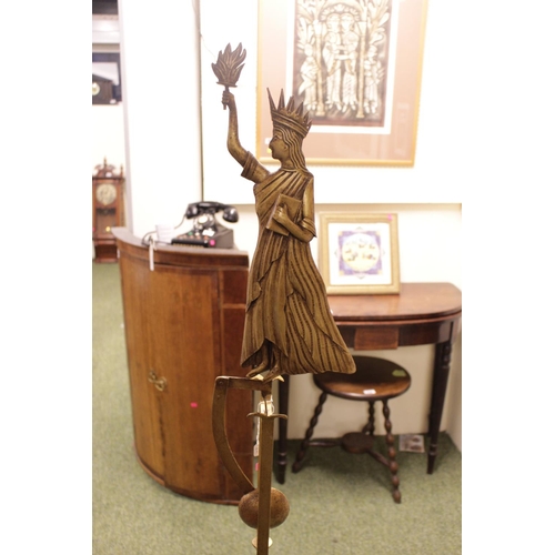 61 - Interesting Automated rocking model of the Statue of Liberty on long base and tripod supports. 152cm... 