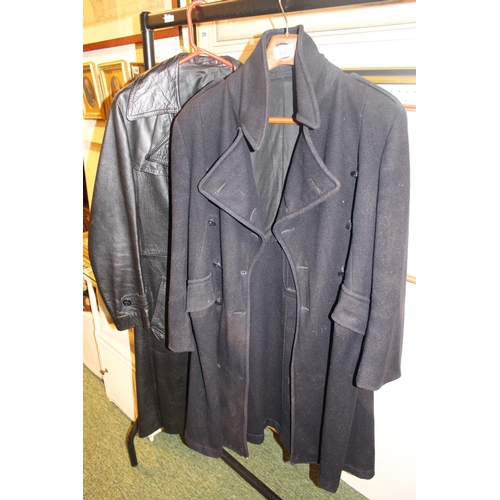 65 - H Lotery & Co 1957 Size 8A Greatcoat and a Leather jacket