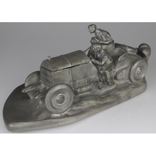 65 - WILHELM ZWICK Racing Car Inkwell by Kayser of Germany. High quality cast resin pewter effect Mercede... 