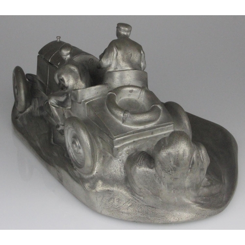 65 - WILHELM ZWICK Racing Car Inkwell by Kayser of Germany. High quality cast resin pewter effect Mercede... 