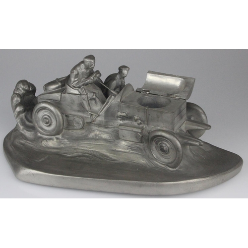 65 - WILHELM ZWICK Racing Car Inkwell by Kayser of Germany. High quality cast resin pewter effect Mercede... 