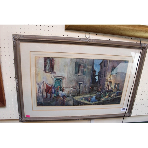 153 - Framed Watercolour of a courtyard scene by Ethel Harker