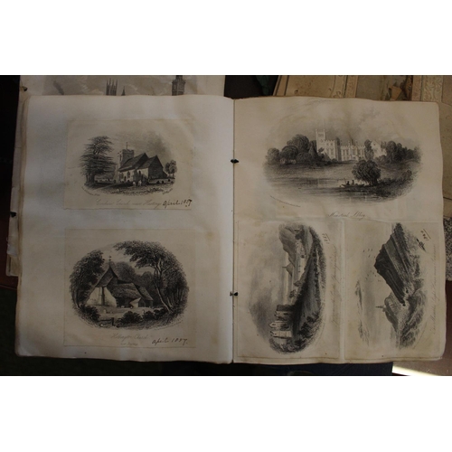 303 - Collective folio of hand drawn pictures of Ships, Engravings, Leatherette Visitors Book and Monarchs... 