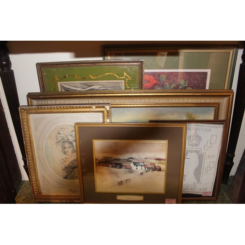 114 - Large box of assorted Framed pictures and prints