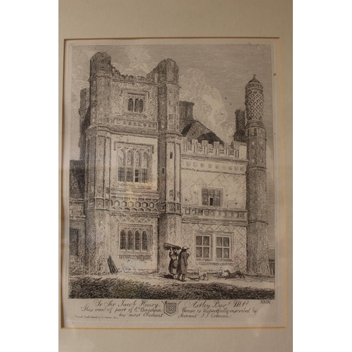 123 - 2 John Sell Cotman etchings of East Barsham House in Fakenham and West Dereham Church in Norfolk and... 