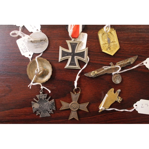 288 - Collection of German Third Reich Badges and Iron Cross inc. Hitler Youth, German rider lapel badge, ... 