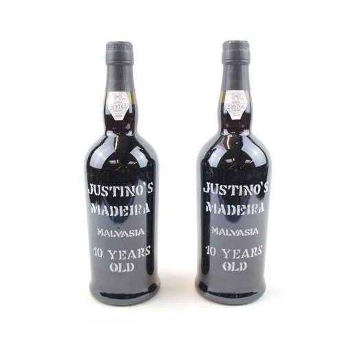 91 - 2 Bottles of Justinos Madeira Malvasia 10 Year Old