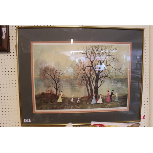 125 - Helen Bradley Framed Print of Edwardian Park scene signed in Pencil