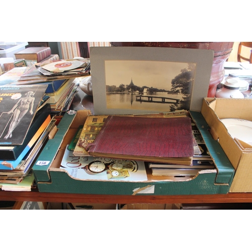 156 - Collection of Clock related books, Sepia photographs and assorted prints