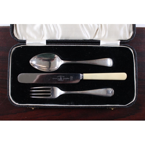 229 - Cased Silver Christening Fork, Spoon and a Butter knife set