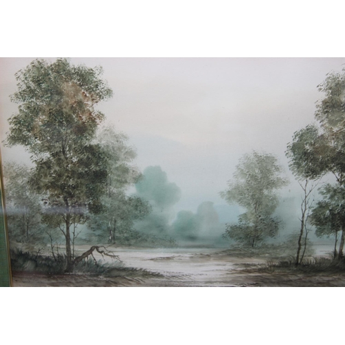 69 - Framed watercolour of trees unsigned. Frame measures 45cm by 35cm and painting 36cm by 26cm.