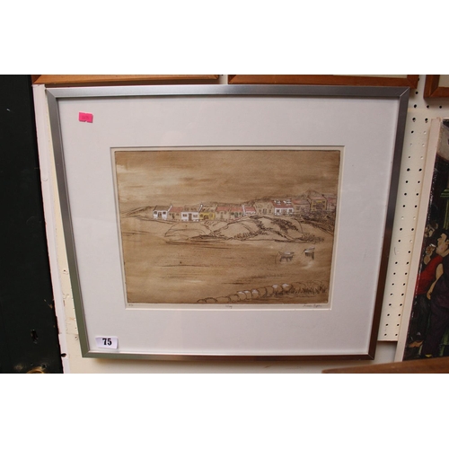 75 - Marian Sugden framed Artists Proof Etching entitled 'Islay'