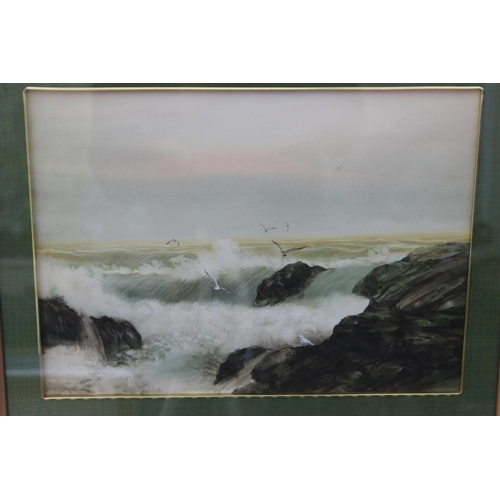 82 - Framed Watercolour of Boats next to the Coastline Unsigned. Frame measures 46cm by 35cm and painting... 