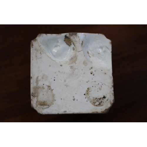 3 - Early English Pottery Inkwell with Floral top over hand painted butterfly decoration