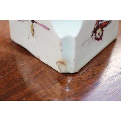 3 - Early English Pottery Inkwell with Floral top over hand painted butterfly decoration