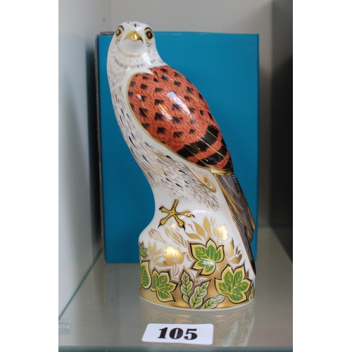 105 - Royal Crown Derby Kestrel paperweights with Gold stopper and box