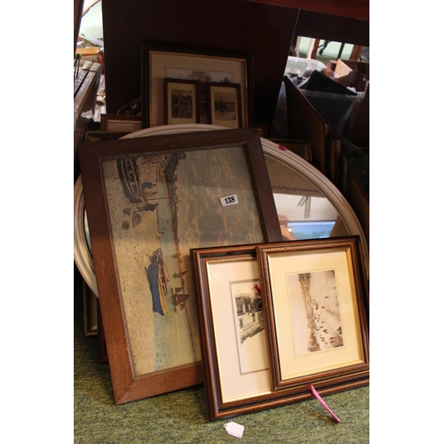 138 - Large collection of assorted Framed Pictures and prints inc The Ouse St Ives in Winter etc and a Bra... 