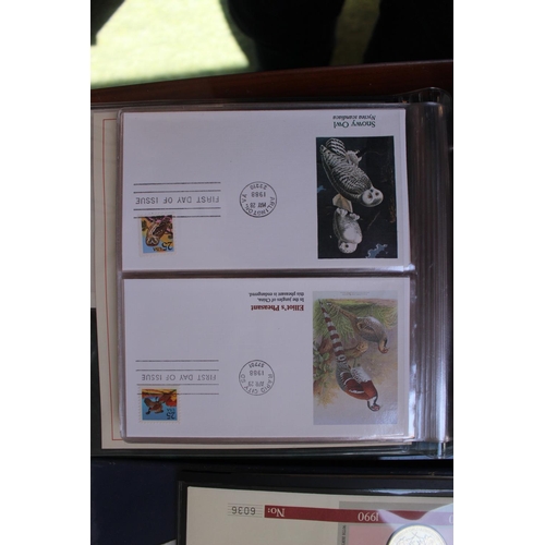 156 - Wildlife America Collection of US Commemorative Stamps and a Set of Coins & Stamps of the World