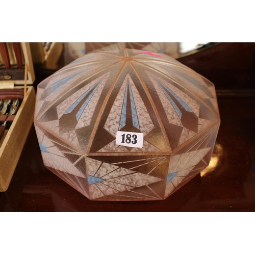 183 - Good quality Art Deco Pink glass ceiling lamp shade. 30cm in Diameter