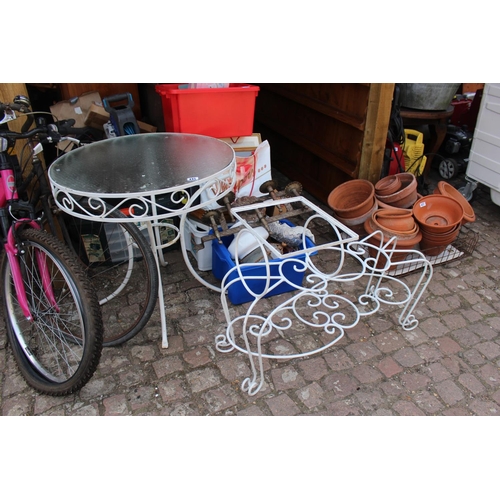 435 - Wrought Metal table with glass top