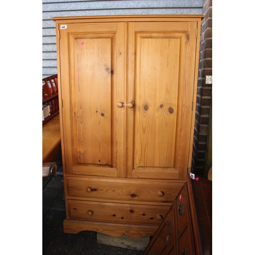 442 - Pine Childs Robe with panel doors and 2 drawers