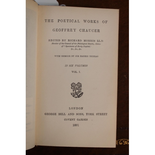 44a - Fine binding.  Chaucer’s Poetical works.  6 Volume set.  Aldine edition.  George Bell.  1891