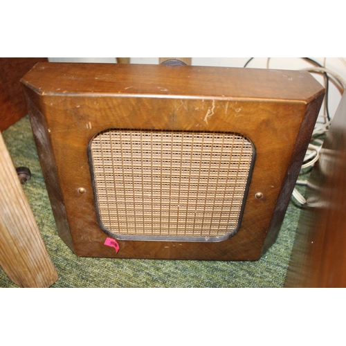 107 - Teak Cased Garrard Turntable and a Deco Speaker