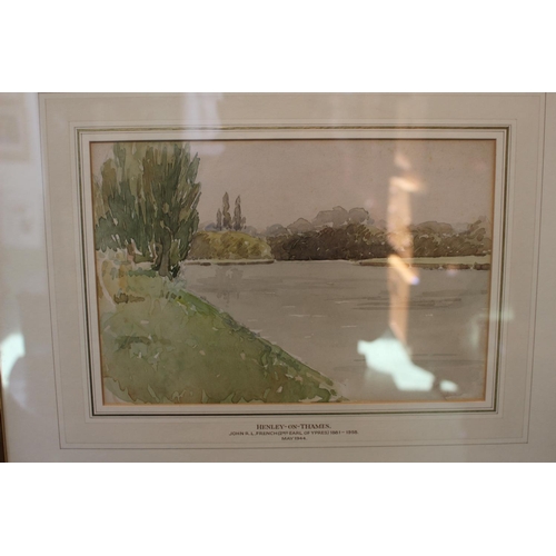 112 - John R L French 1881 - 1958; 2 Watercolours 'Henley-on-Thames' and Deer Park Hampton