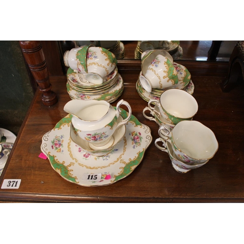 115 - Royal Albert Albany Green pattern Tea Set