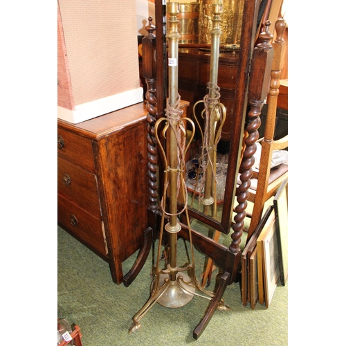 126 - Victorian Brass extending Oil Lamp stand with later conversion