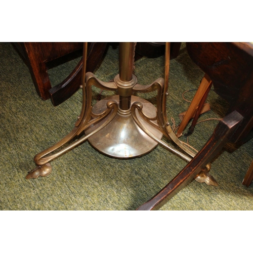 126 - Victorian Brass extending Oil Lamp stand with later conversion