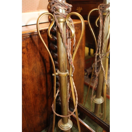 126 - Victorian Brass extending Oil Lamp stand with later conversion