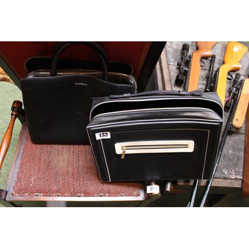 132 - Fiorelli Ladies Black Leather Classic Grab Bag and a Estee Lauder Bag